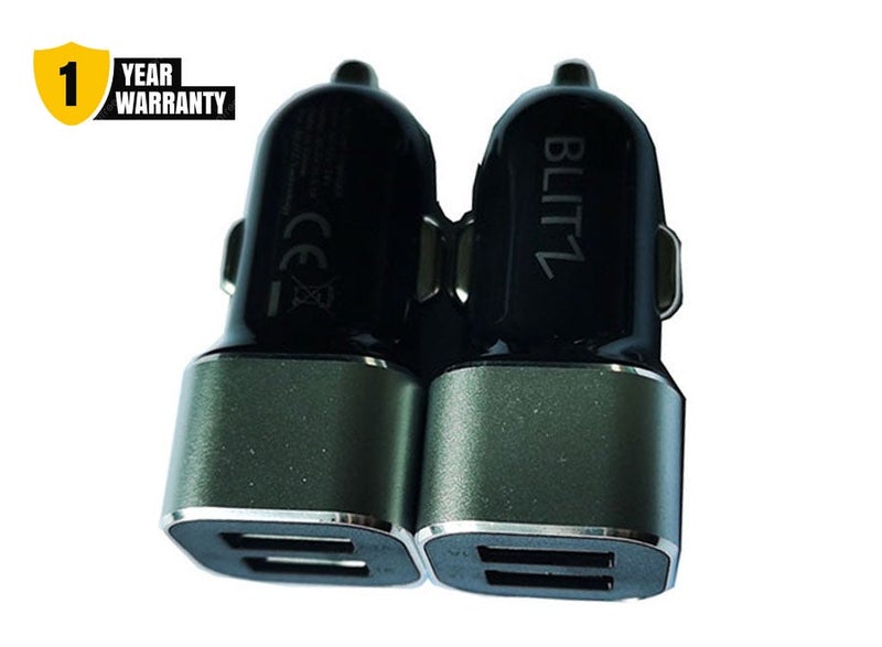 BLITZ U2DC3-1 Car Charger 2 USB Ports - 3.1A Fast Charging- Black - Image 1
